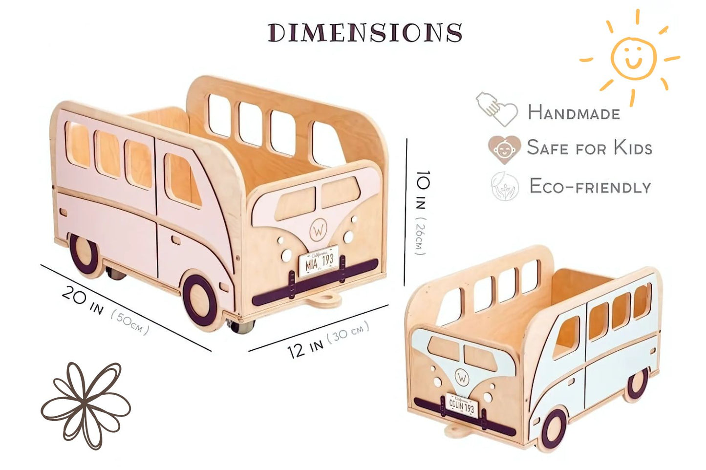 Custom pink pull-along wagon for toddlers with eco-safe materials
