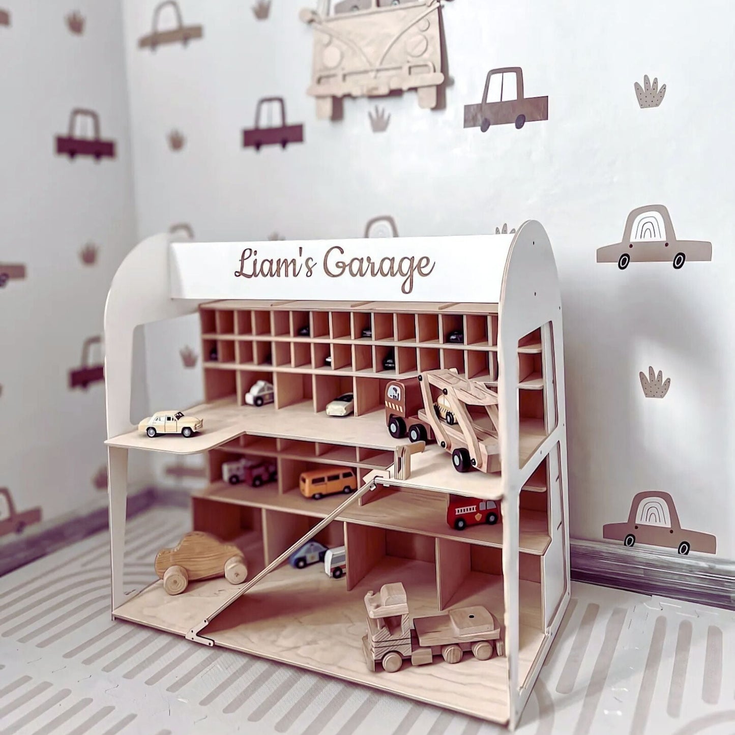 Toy ramp display unit for organizing over 100 Hot Wheels or Matchbox cars