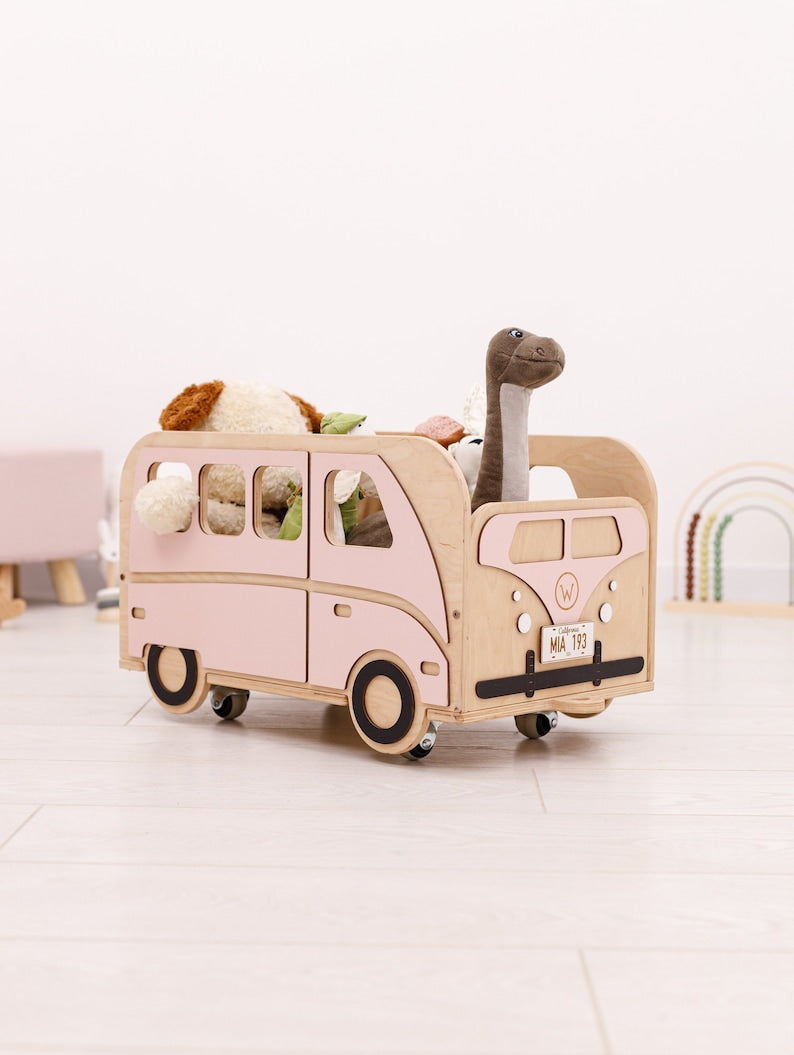 Purposeful wooden toys arranged for independent play