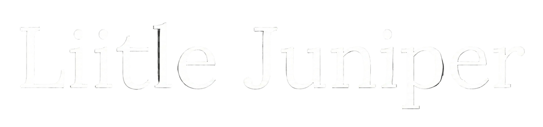 Text 'Little Juniper' in white on a transparent background
